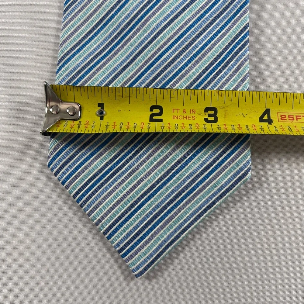 Banana Republic Necktie Mens Blue Striped 100% Silk Cotton Blend Made in Italy